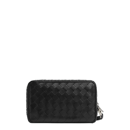 Intrecciato Small Leather Wallet - Black