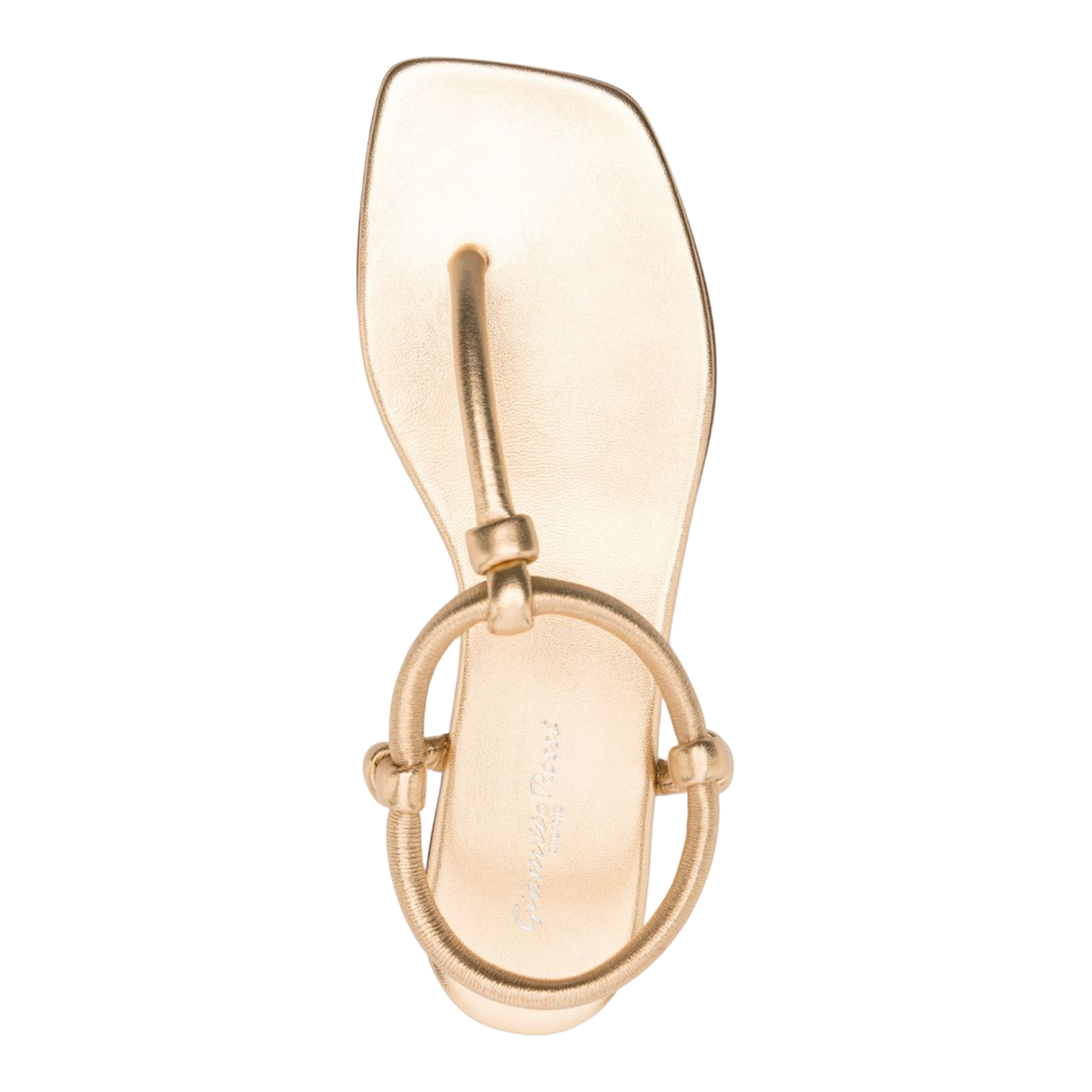 Gold-tone Nappa Leather Thong Sandals