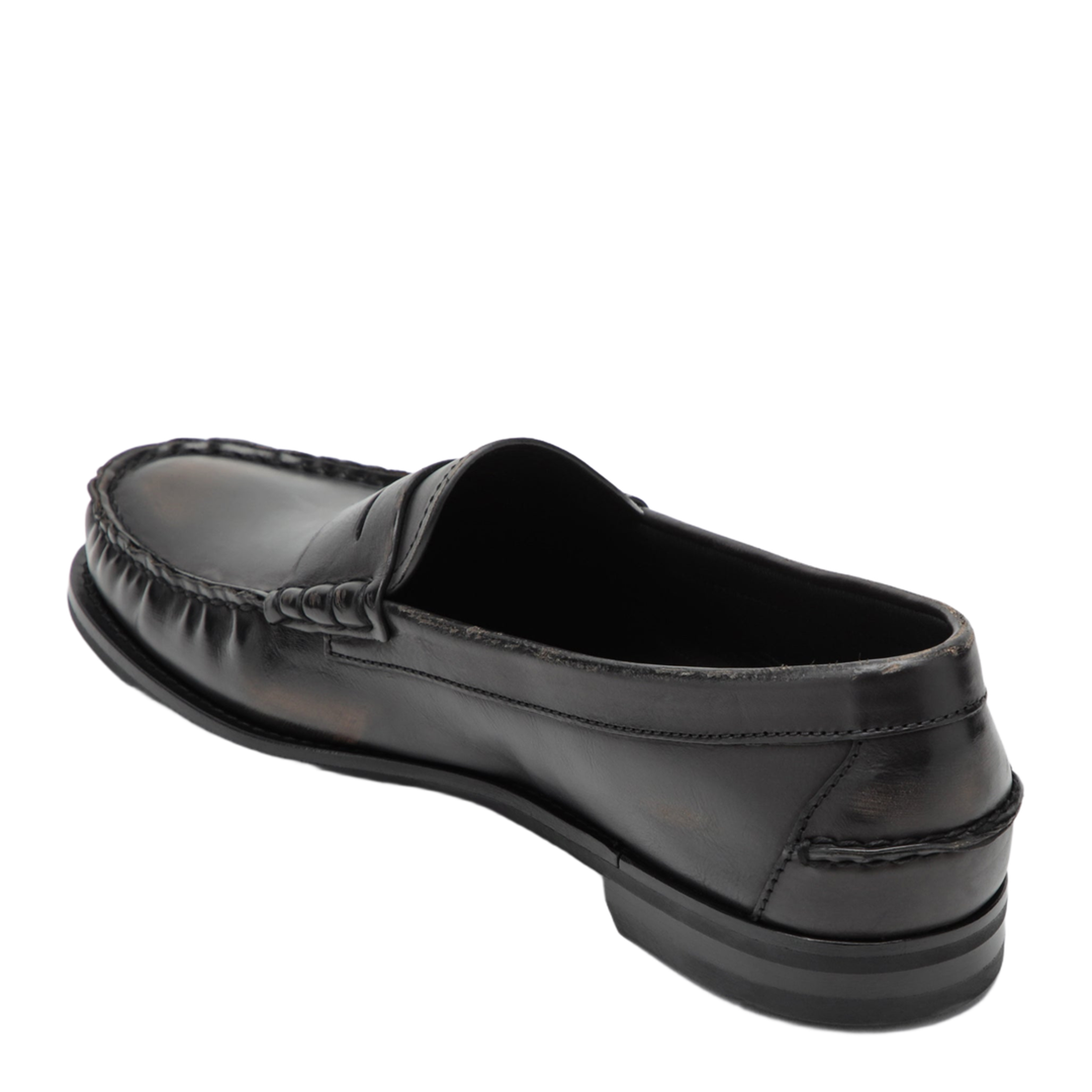 MAYFEYR - Prada - Black Cognac Aged Leather Loafers - 2DB239X0002HIIF0Y71