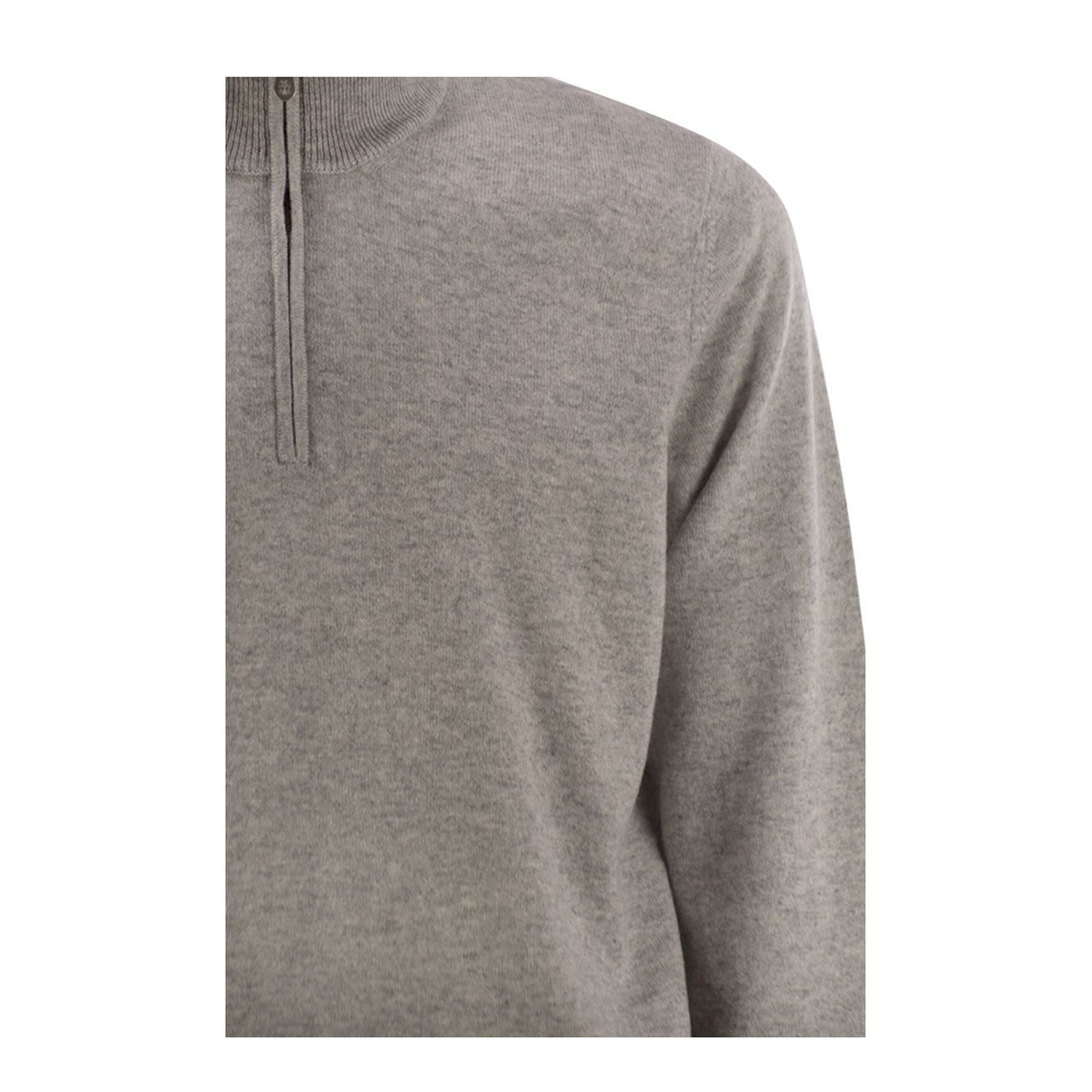 High-necked cashmere sweater with zip opening