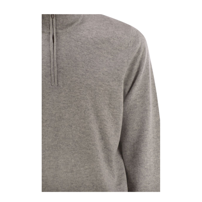 High-necked cashmere sweater with zip opening