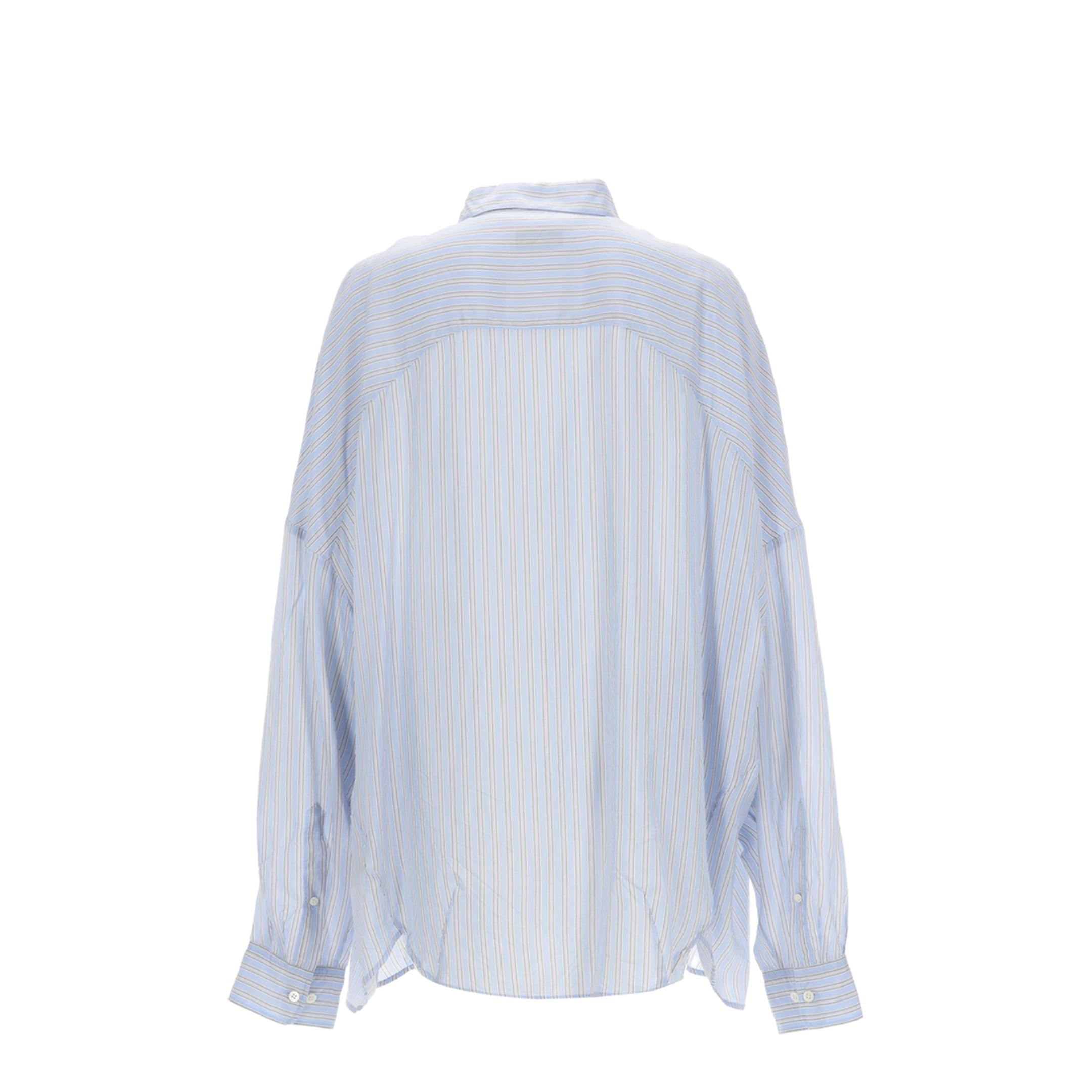 Light Blue Striped Oversized Cupro Shirt