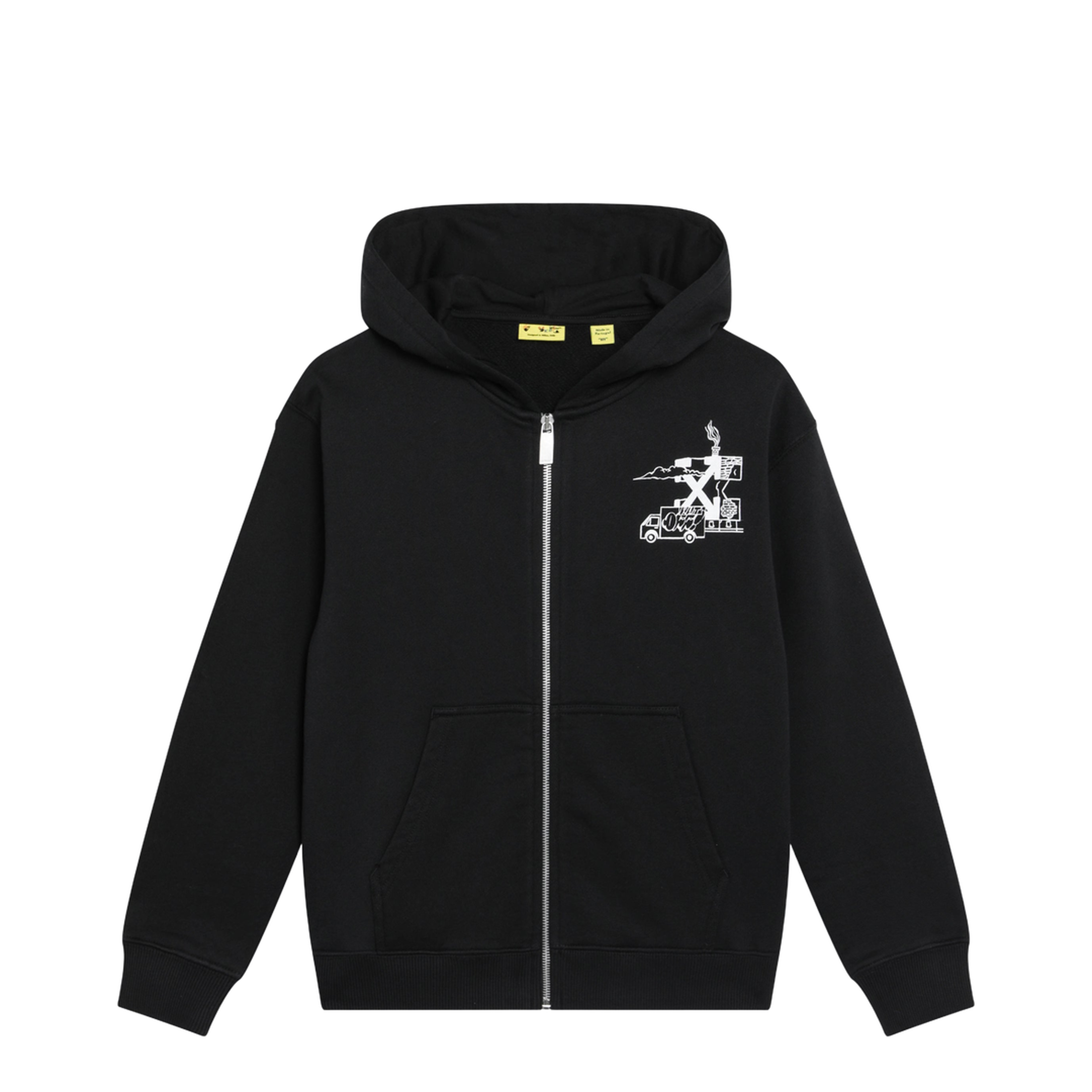 MAYFEYR -  - Black Zip Hoodie With Logo Prints - OBBE001S26-BFLE0010001