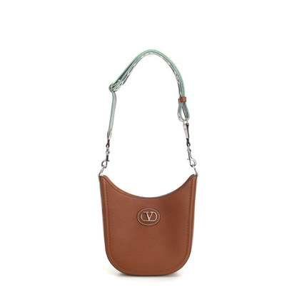 Caramel Leather Vlogo Signature Shoulder Bag