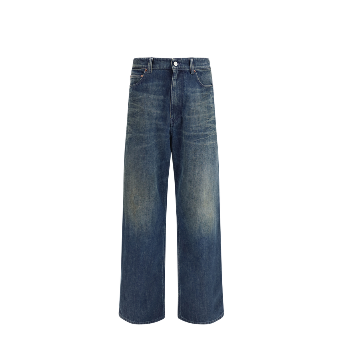Wide Blue Washed Denim Jeans