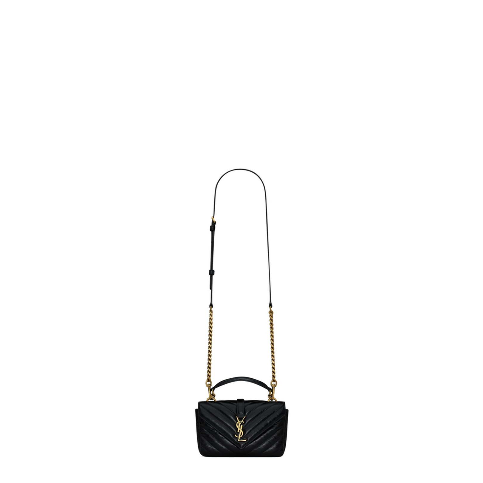 Black Leather Mini College Handbag
