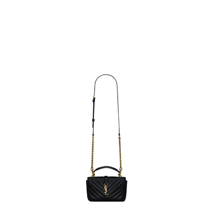 Black Leather Mini College Handbag