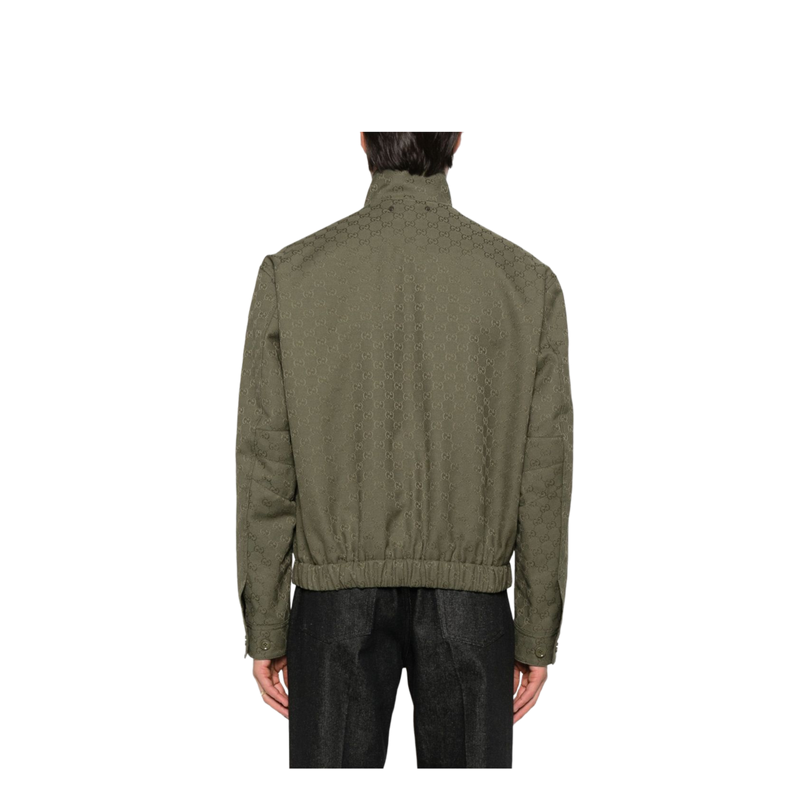 Canvas Bomber Jacket in Forest Green