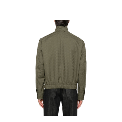Canvas Bomber Jacket in Forest Green