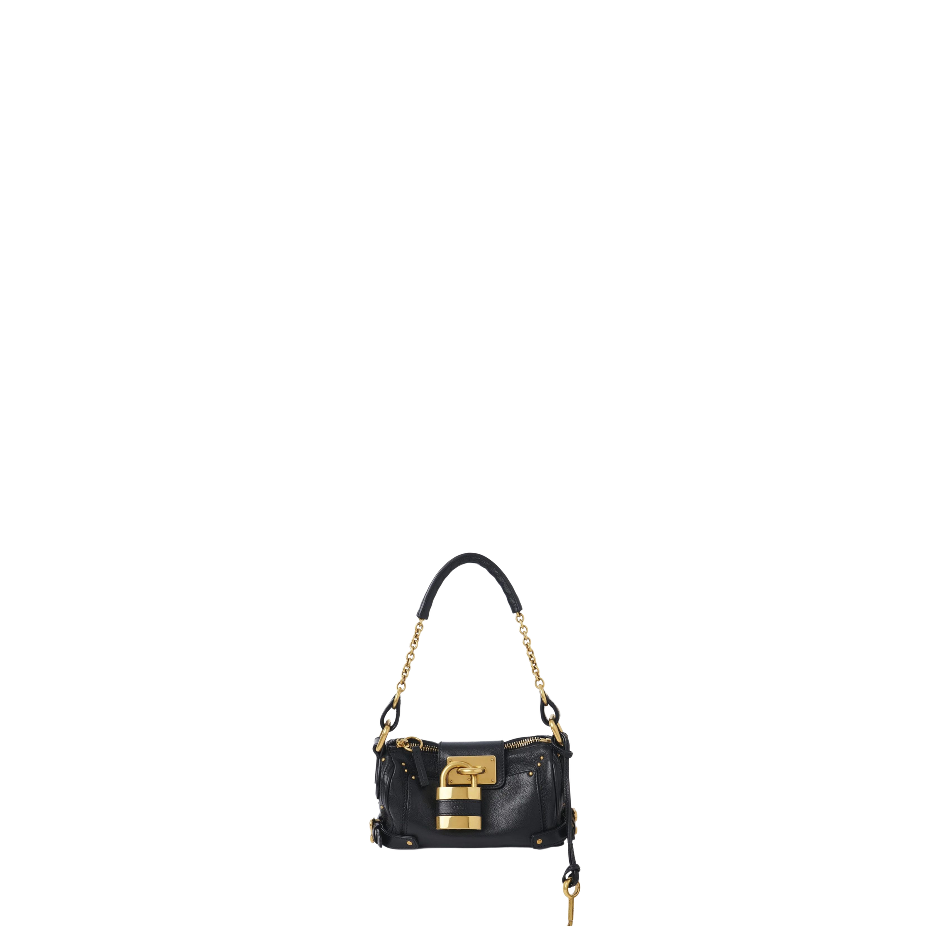 Small Paddington Chain Bag in Grained Leather Black