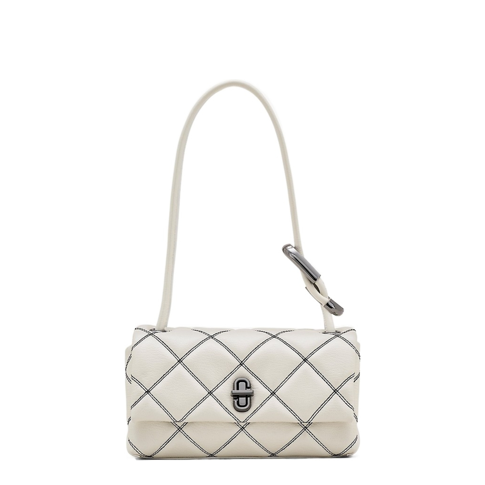 Mini Dual White Quilted Shoulder Bag