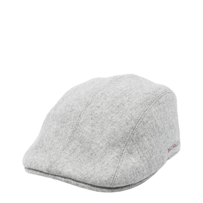 Virgin Wool Flannel Flat Cap with Embroidery
