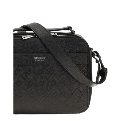 MAYFEYR - Ferragamo - Leather Crossbody Bag With Embossed Gancini Pattern - 794098