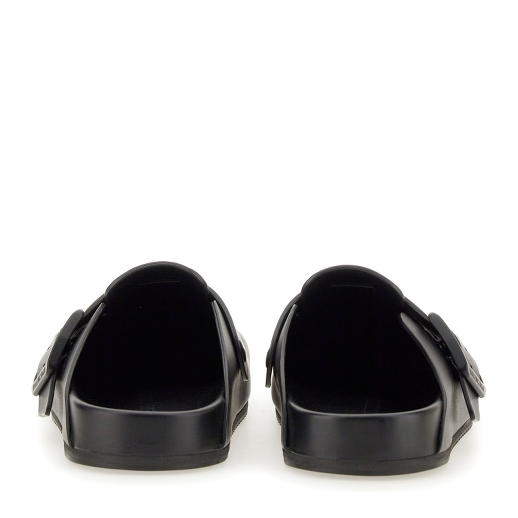 Balenciaga Black Sunday Clogs with Logo Strap