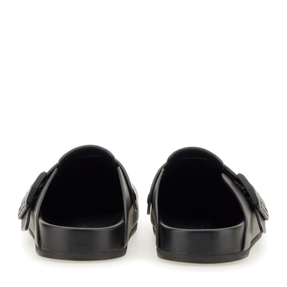 Balenciaga Black Sunday Clogs with Logo Strap