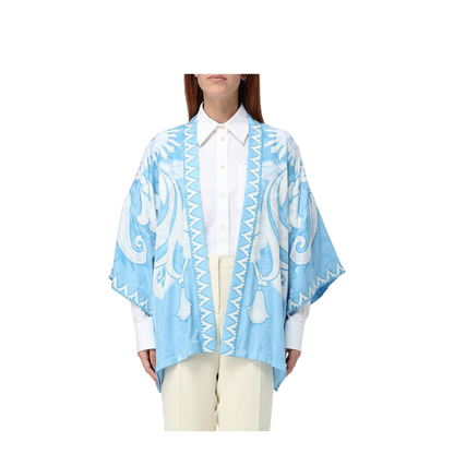 Long Sleeve Top In Light Blue/White