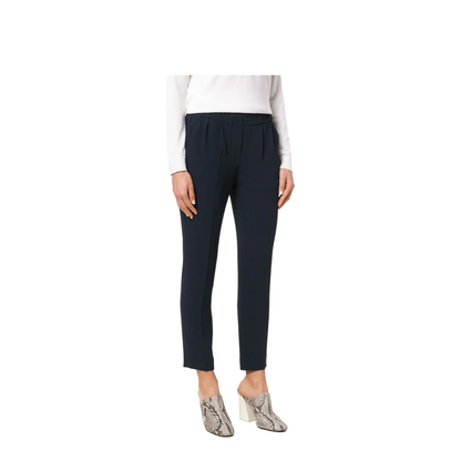 Silk Blend Trousers Dark Blue