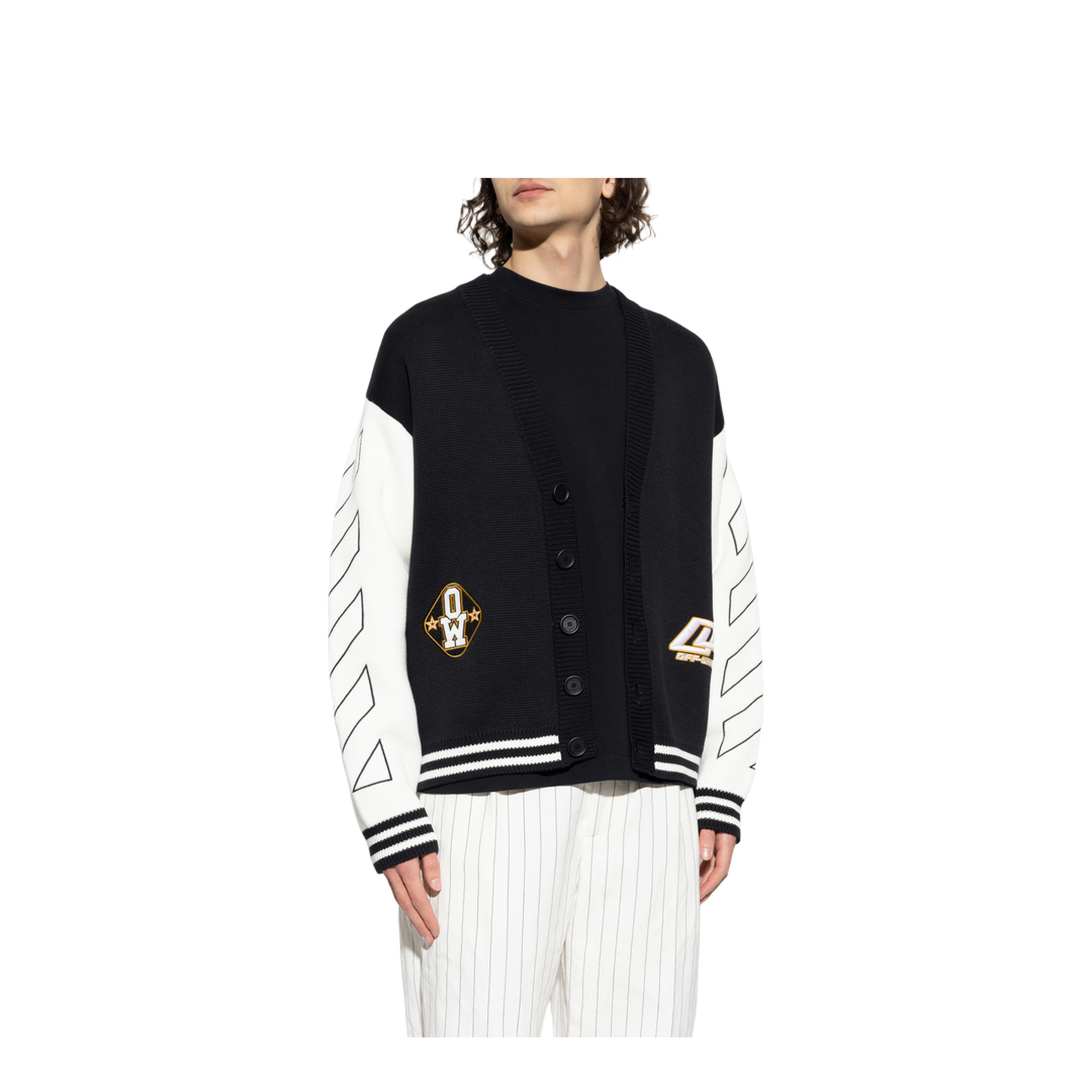 MAYFEYR - Off-White - Cardigan With Patches - 44MHB019S26K002001