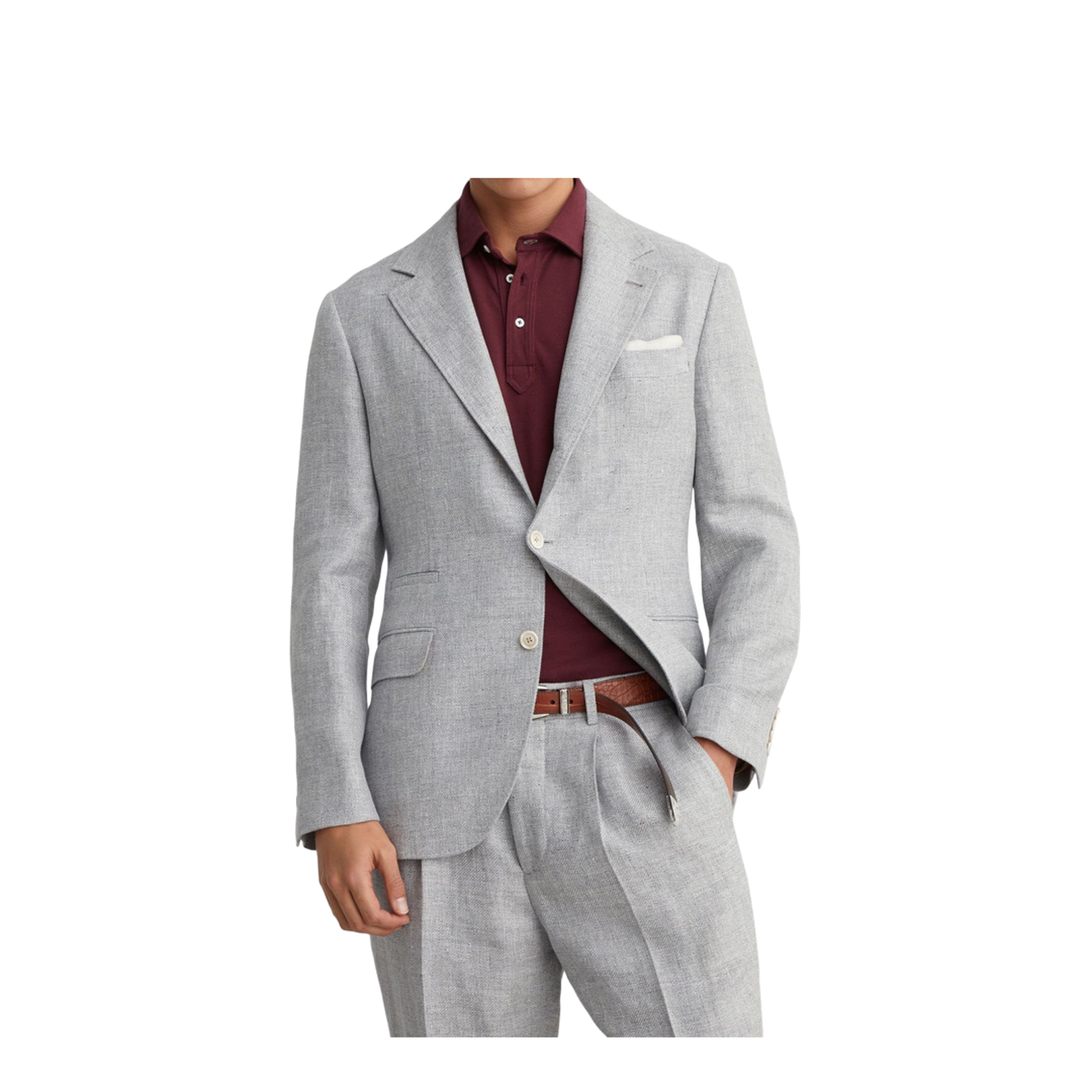 Linen and Cotton Suit-Type Jacket in Light Grey