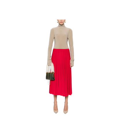 Red Flared Midi Skirt