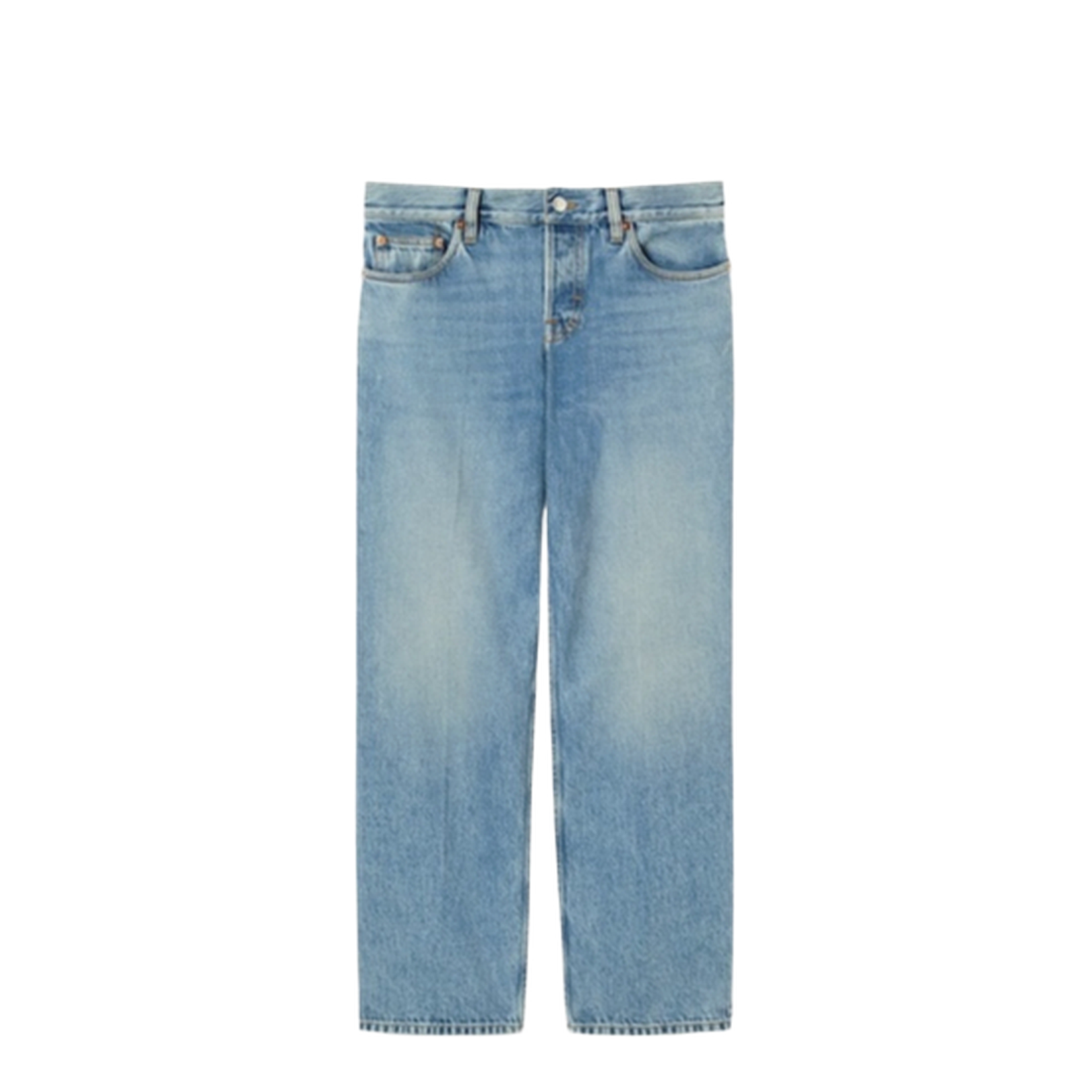 Straight Fit Denim Pants in Light Blue
