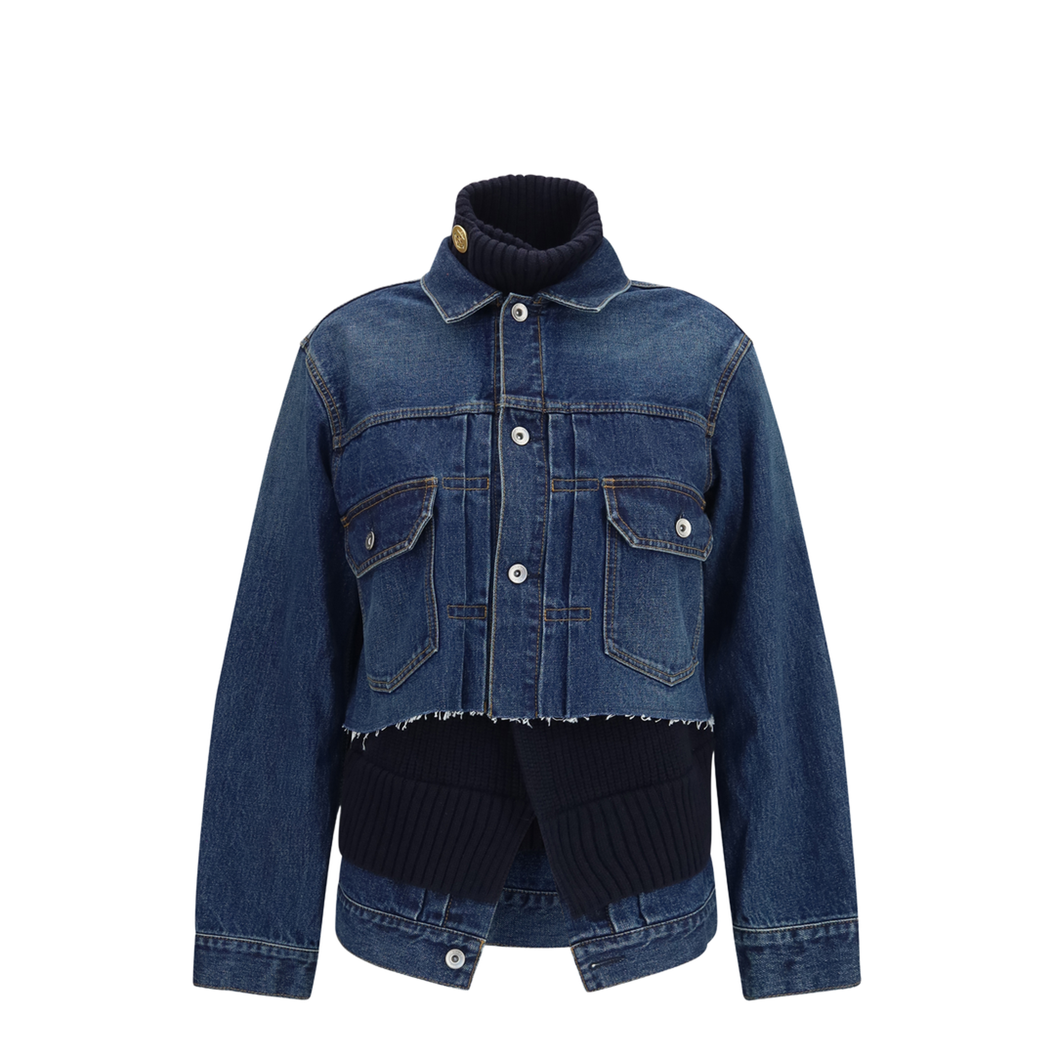 MAYFEYR - Sacai - Denim Jacket With Wool Knit Layer - 2608589