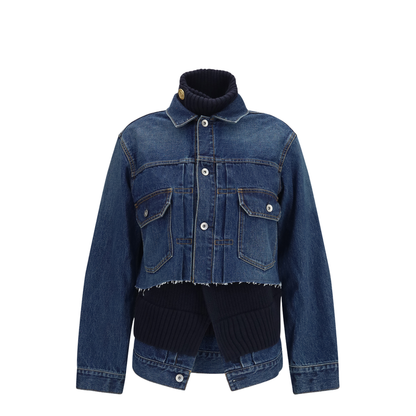 MAYFEYR - Sacai - Denim Jacket With Wool Knit Layer - 2608589