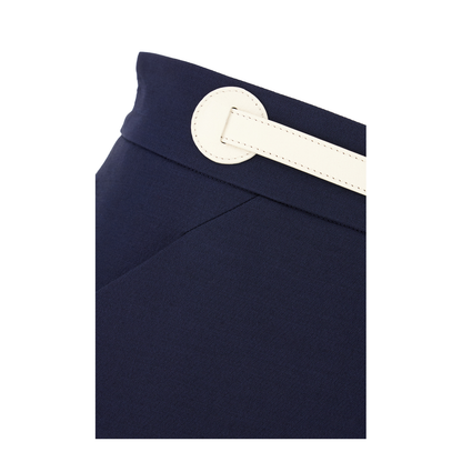 Navy Blue Wool Blend Skirt