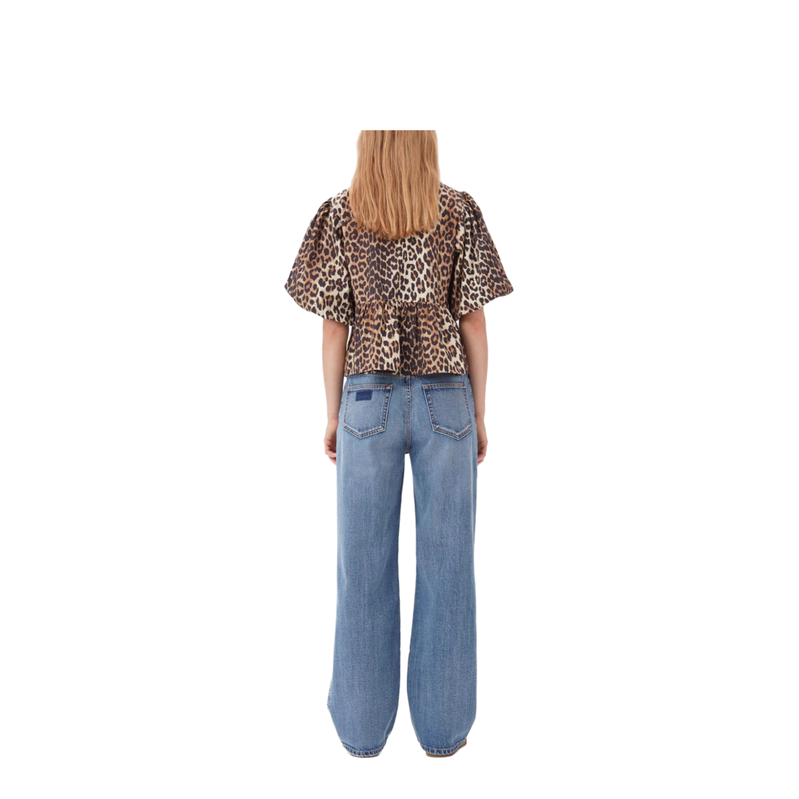 Printed Cotton Poplin Peplum Blouse Shirt