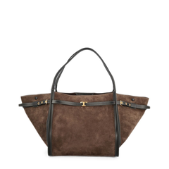 T Timeless Medium Leather Tote Bag - Brown