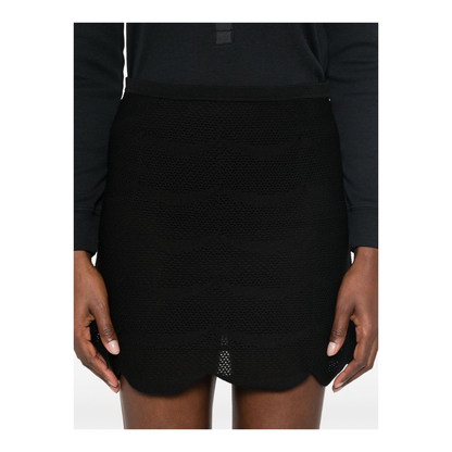 Black Skirt with Scallop Hem