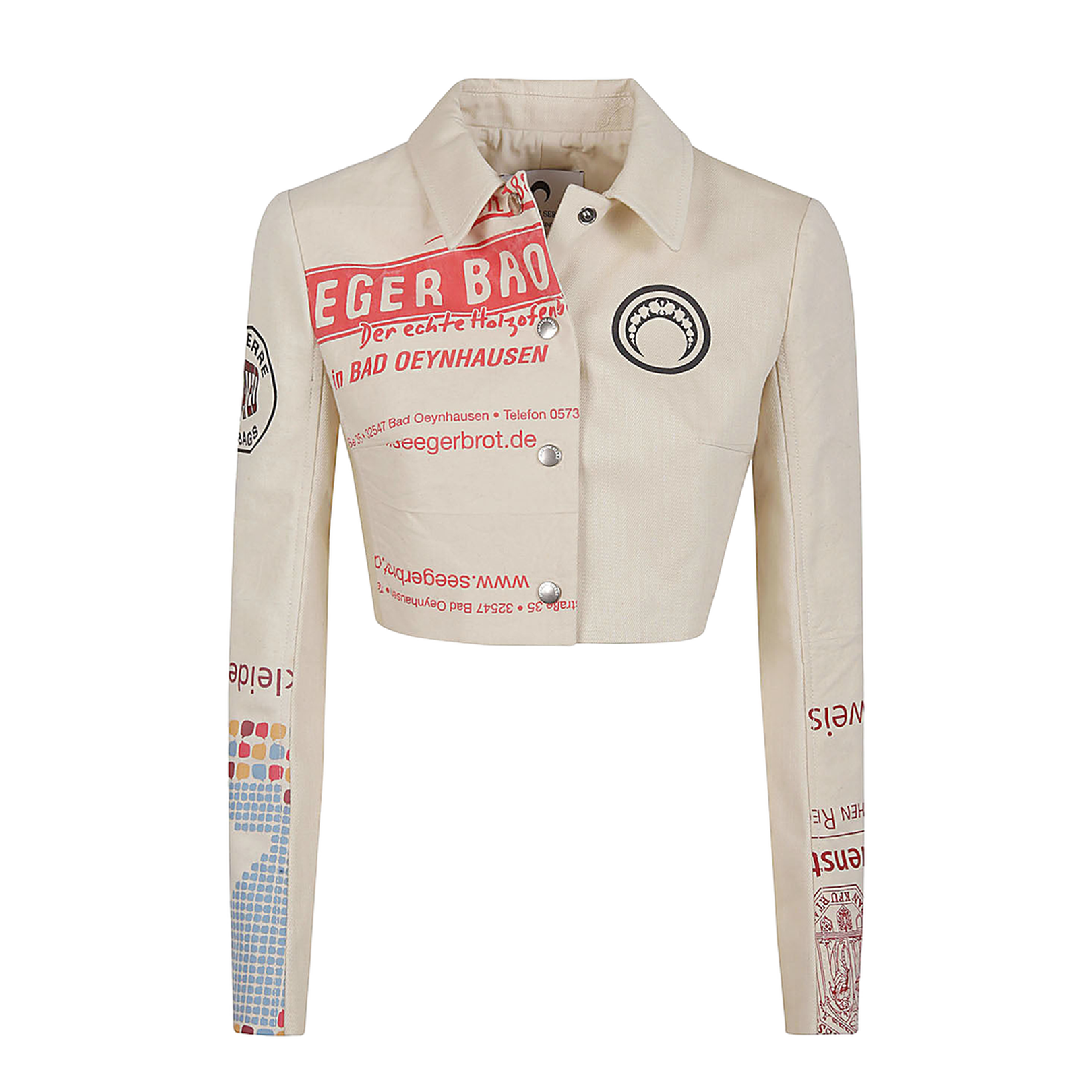Crop White Jacket with Printing