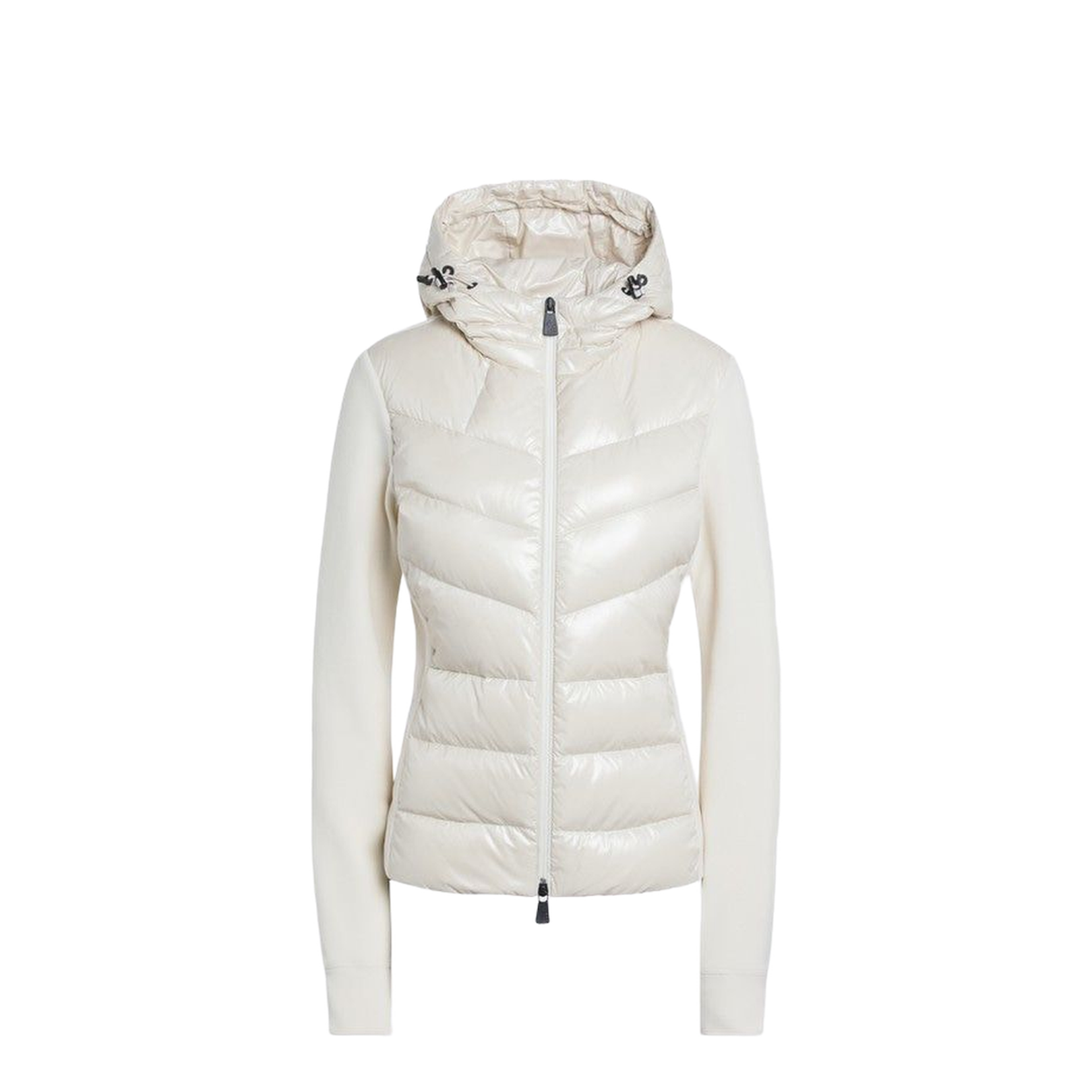 Logo Zip Up Cardigan in Natural