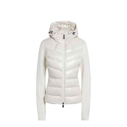 Logo Zip Up Cardigan in Natural