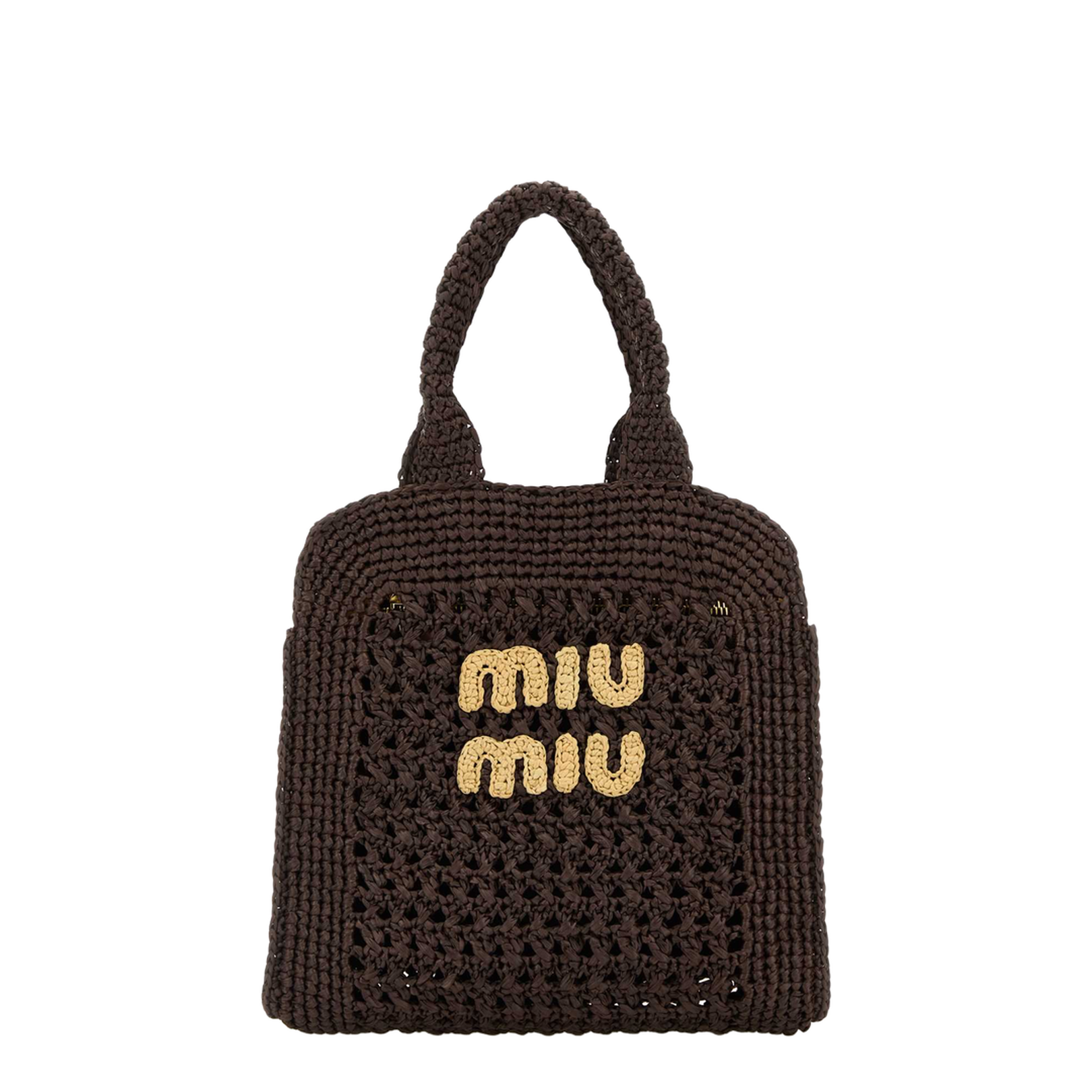 Cocoa Brown Natural Raffia-effect Woven Tote Bag