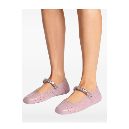 Cotton Candy Jelly Ballerina Flats with Crystal