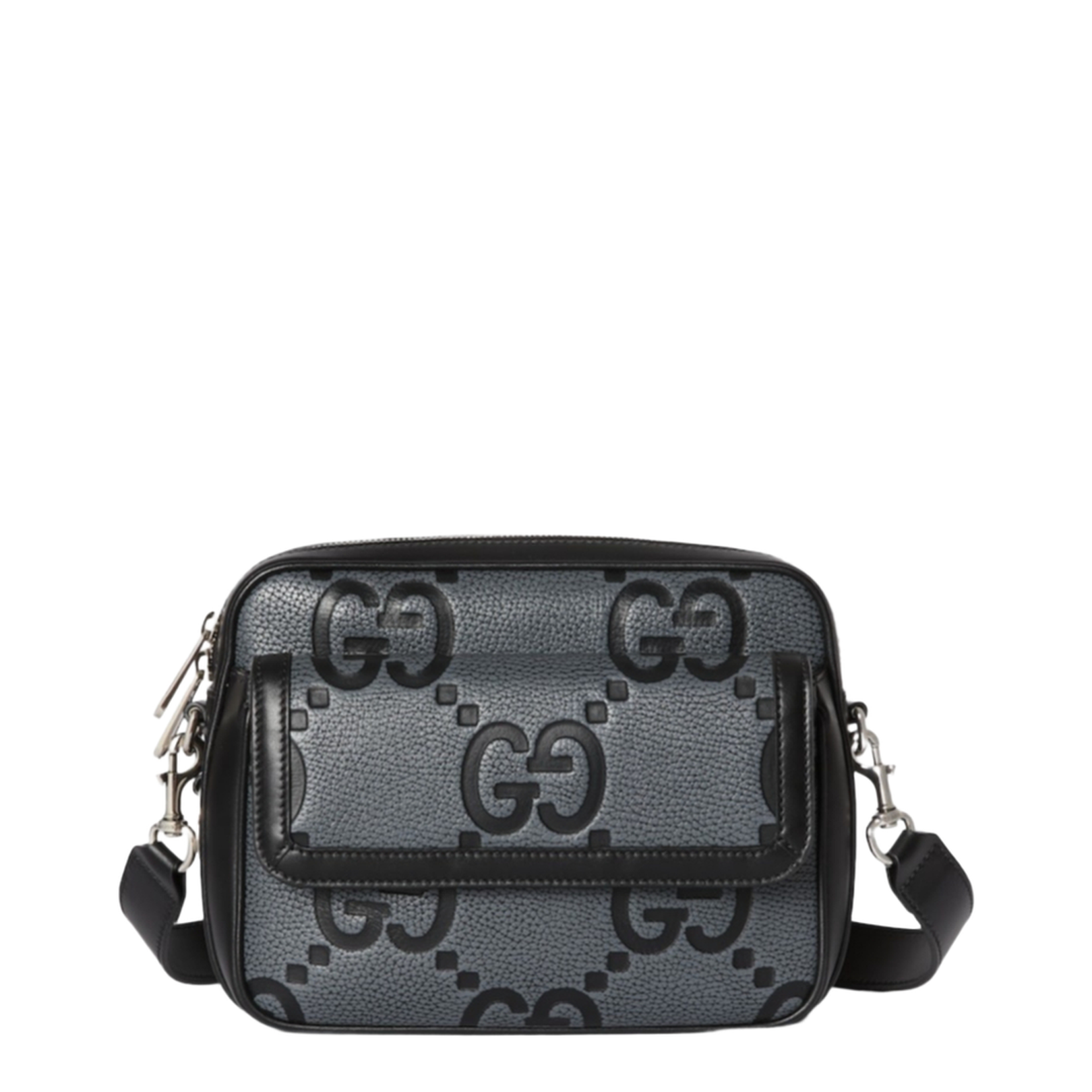 GG Jumbo Small Leather Crossbody Bag - Black