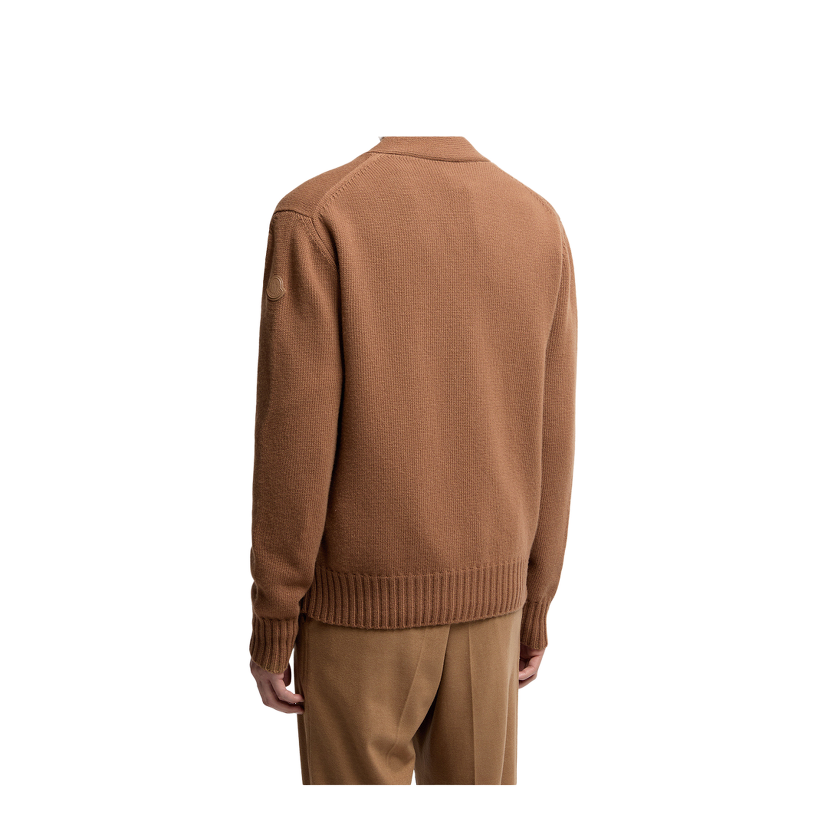 Camel Beige V-Neck Wool Cardigan