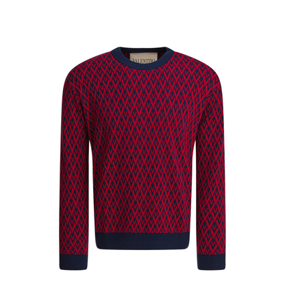 Embroidered Cotton Sweater Red