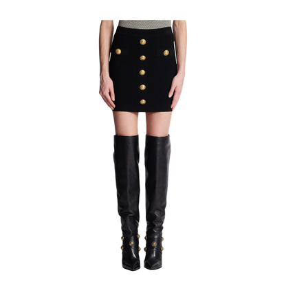 Buttoned Knitted Mini Skirt