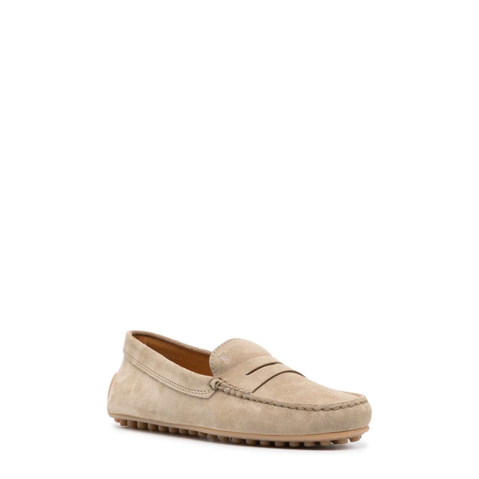 Beige Suede Slip-On Moccasins