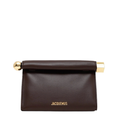 Rond Carré Leather Clutch - Midnight Brown