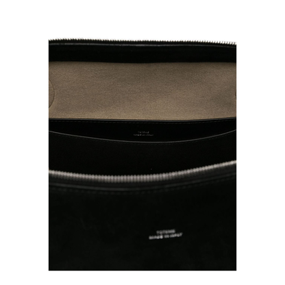Suede Leather Tote Bag in Black