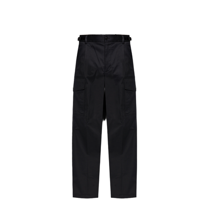 Black Cotton Gabardine Cargo Trousers