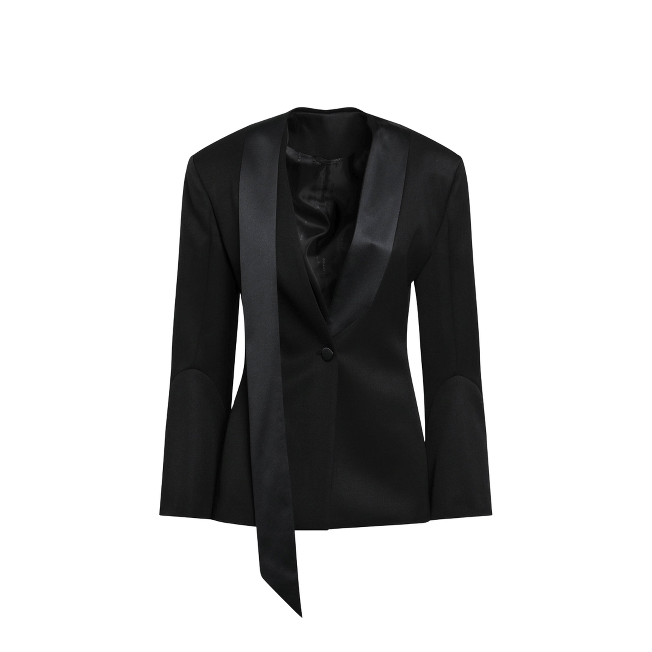 MAYFEYR - The Attico - Black Virgin Wool Tuxedo Jacket With Satin Lapels - 261WCG00097WWW065AA100