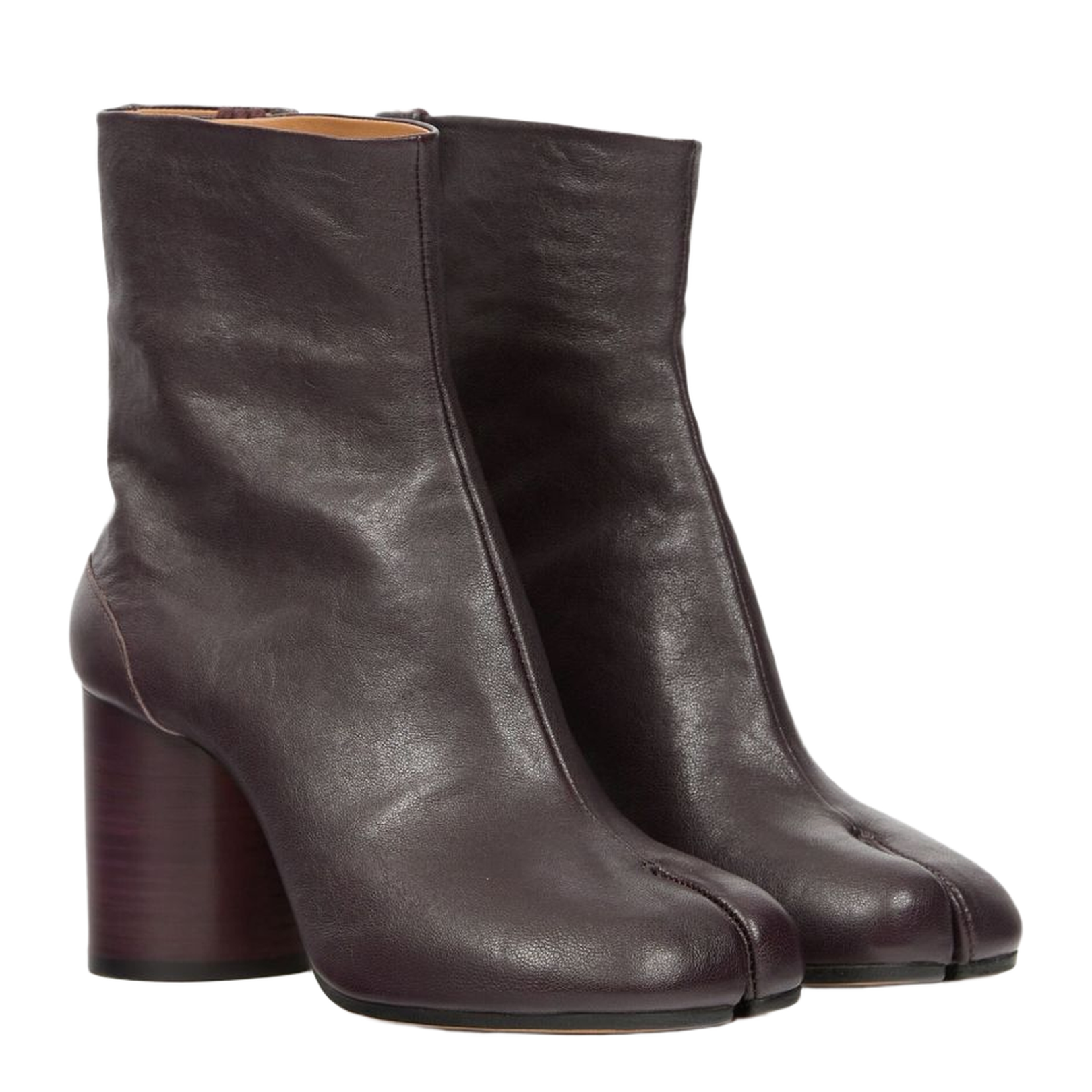 Brown Signature Tabi Toe High Block Heel Boots