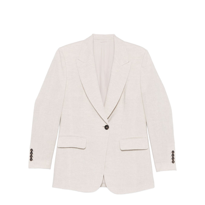 Single Breasted Grey Linen Jacket