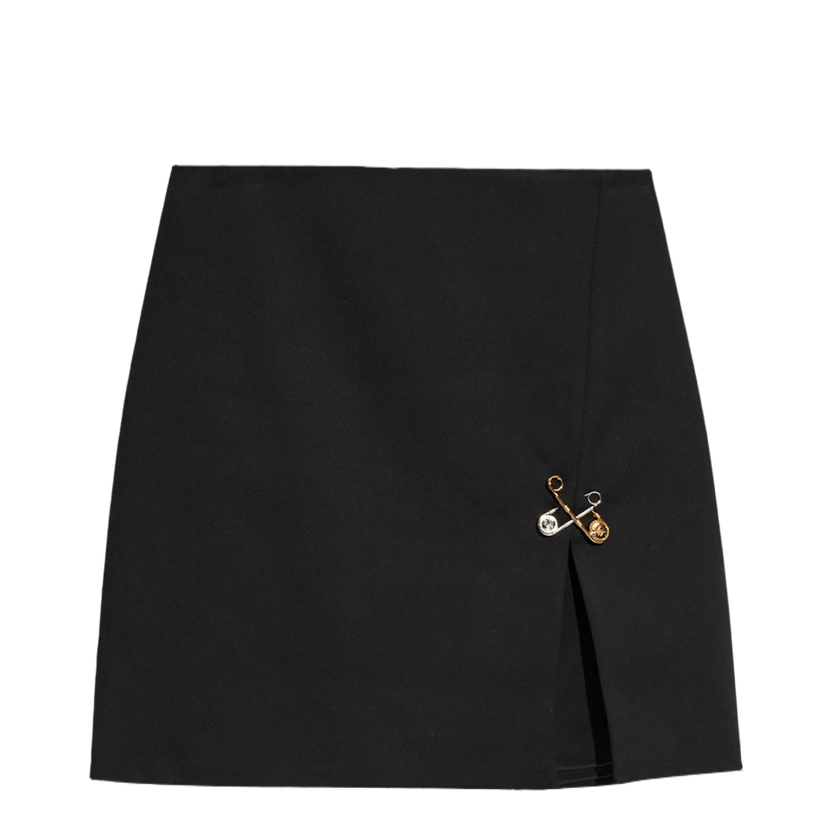 Black Stretch Wool Skirt