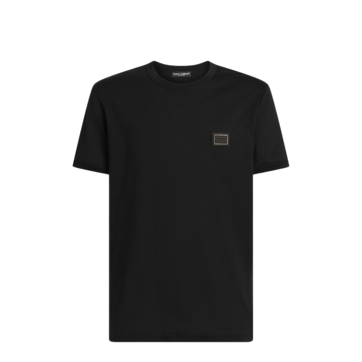 Cotton T-Shirt With Logo Plaque In Black
