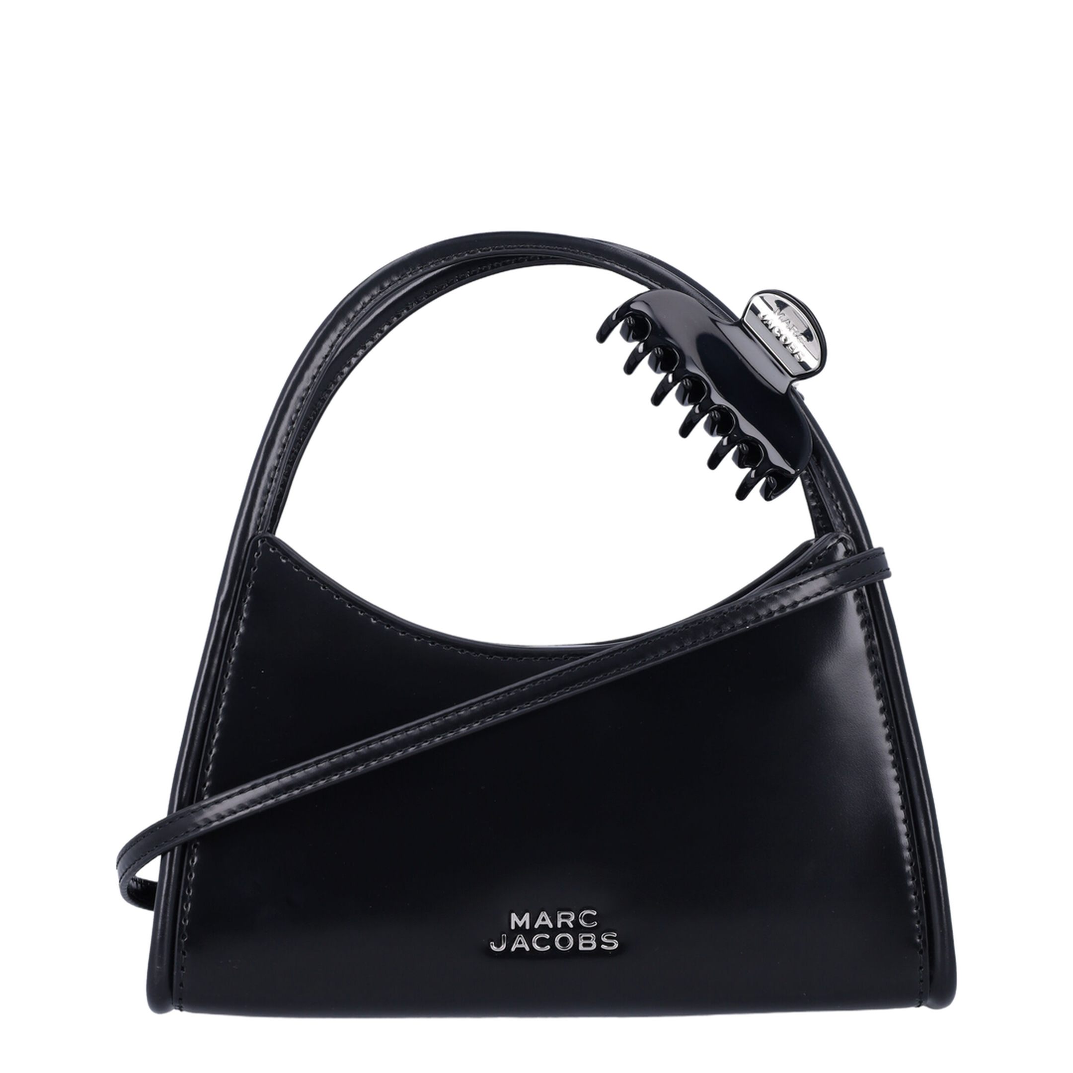 Glam Claw Clip Crossbody Bag Leather Black